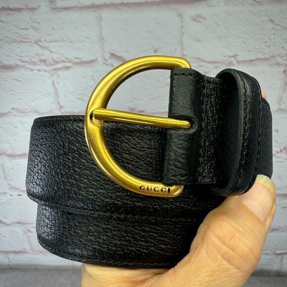 Gucci Black Grained Leather Belt 573325 85/34 - Picture 1 of 8
